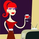žena víno televize
